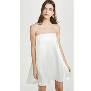 NWT Brandon Maxwell Strapless Babydoll Silk Satin Mini Dress Size 4 reg $1795